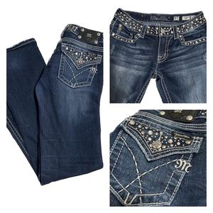 Miss Me Dark Blue Embellished Jeans